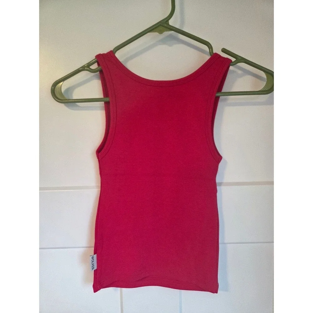 Darc Sport Wolves Ribbed Tank Top Red Scoop Neck Athletic Crop Top Small